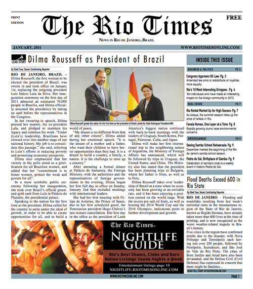 Print_January2011_Front Front page of the first issue of The Rio Times Print edition.