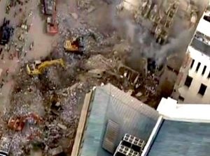An aerial view of collapse site in the Centro of Rio de Janeiro as rescuer workers search the debris, Brazil News