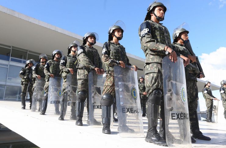 Brazil,Soldiers guard Presidential Palace in Brasilia,